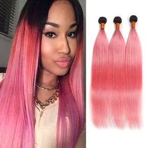 Extensões de cabelo Yuksoocosh Ombre 1B/Pink Straight 45-55cm