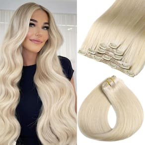 Extensões de cabelo Clip in Craineld 22 cm Platinum Blonde 80g