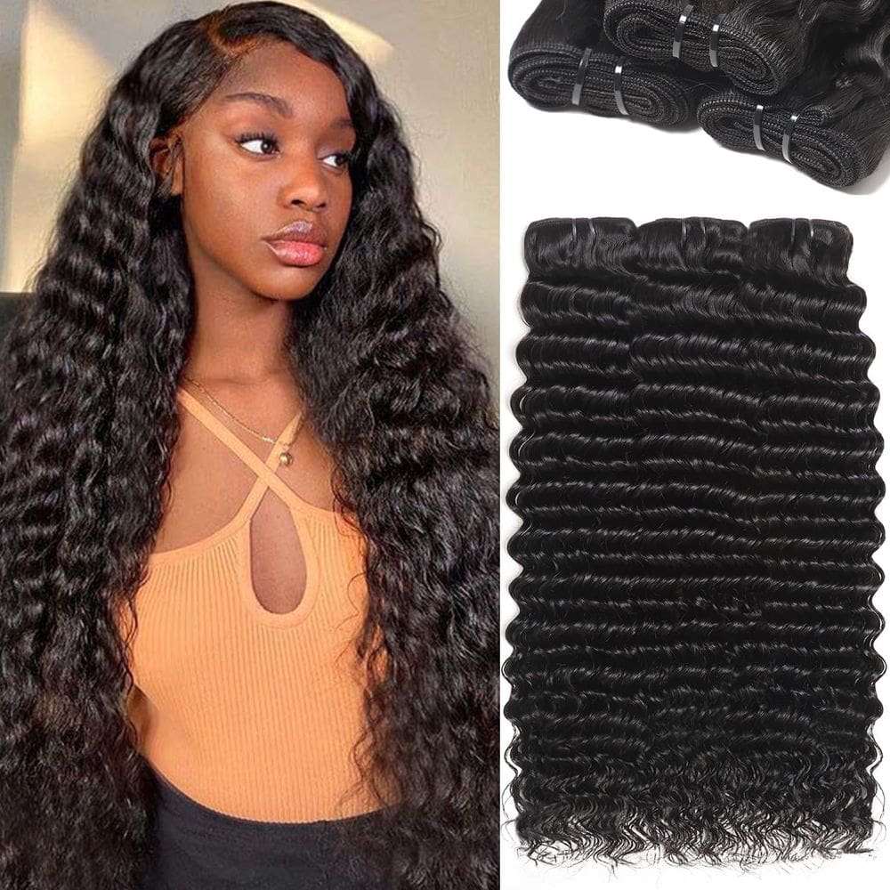 Pacotes de cabelo QGVQGV Brazilian Virgin Deep Wave 3x 45cm