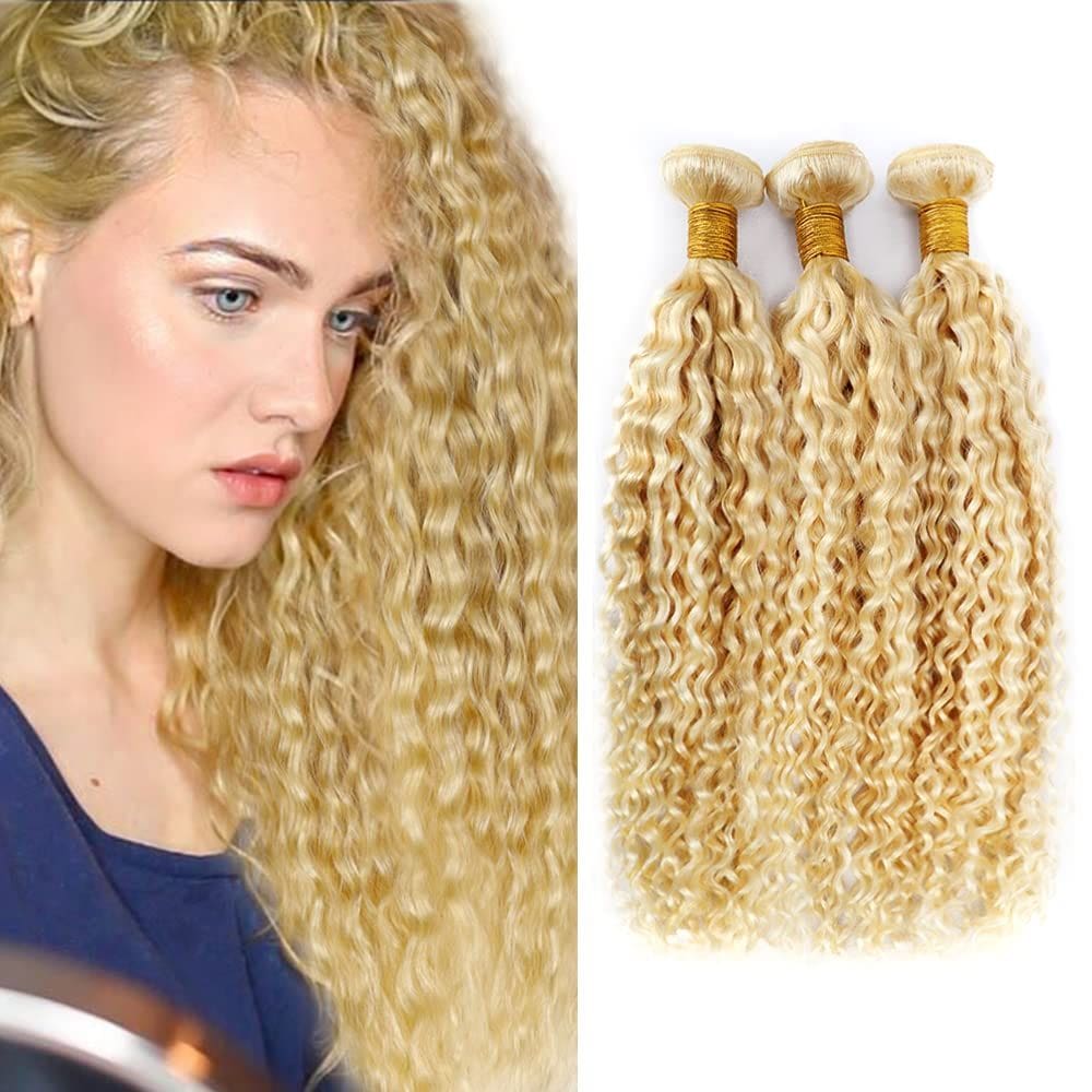 Pacotes de cabelo WuvusNM Blonde P27/613 Kinky Curly 40-50cm