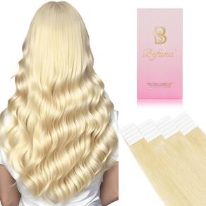 Fita adesiva em extensões de cabelo Befana 24 polegadas 50g #60 Platinum Blonde