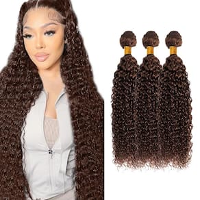 Pacotes de cabelo WuvusNM Chocolate Brown Curly Wave 50 55 60cm #4