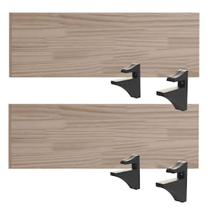 Kit Prateleira MDP 90X25cm Aveiro + Suporte Preto em ABS Brasforma - 2 Unidades