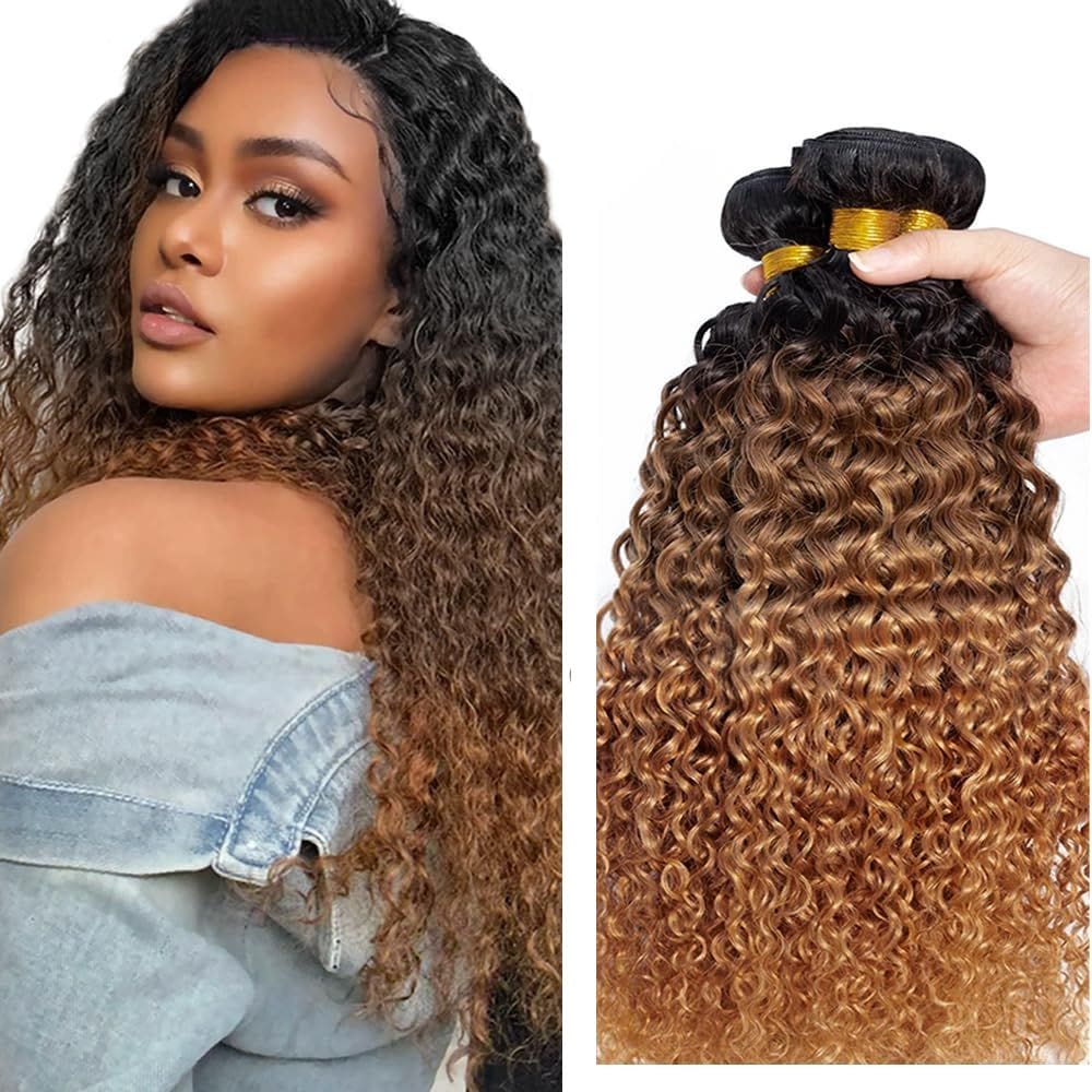 Extensões de cabelo HuxoWax Brown Ombre Water Wave 30cm-40cm