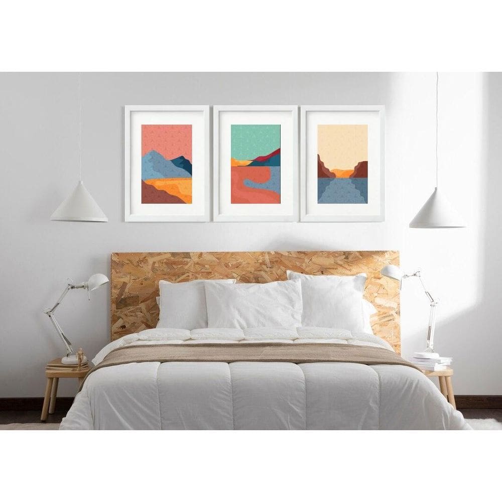 Kit 3 Quadros Grandes Abstratos Paisagens 60X48Cm
