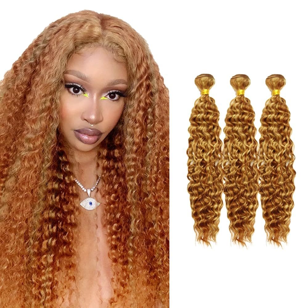 Pacotes de cabelo HuxoWax Highlight Deep Wave 45 cm Brown 3 pacotes