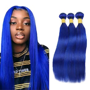 Pacotes de cabelo CnumGunm Blue Straight 40 45 50cm 300g Virgin