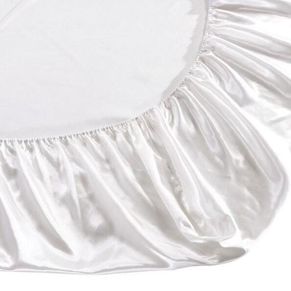 Lençol Avulso Com Elástico Casal Padrão Cetim Seda Branco