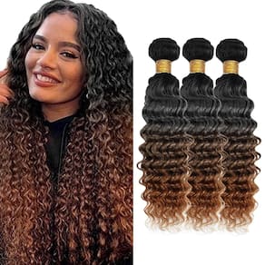 Pacotes de cabelo HuxoWax 1B/30 Ombre Deep Wave 30cm 35cm 40cm