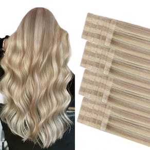 Fita adesiva em extensões de cabelo COOKAYU Ash Blonde Platinum 45g 20cm