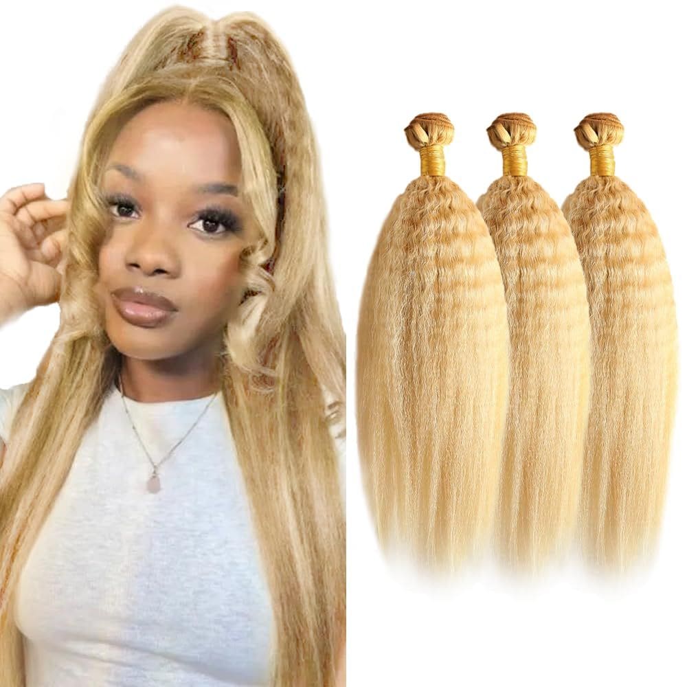 Pacotes de cabelo Poirewa P27/613 Highlight Blonde Yaki Straight