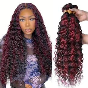 Pacotes de cabelo Vinmdonm Burgundy Deep Wave 45-55cm 3 pacotes