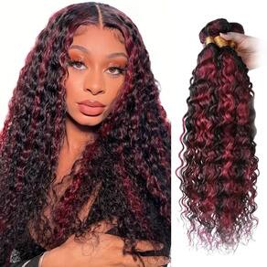 Pacotes de cabelo Vinmdonm Burgundy P1B/99J Deep Wave 45-55cm