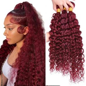 Pacotes de cabelo Vinmdonm 99J Water Wave Burgundy 45-55cm 3 pacotes