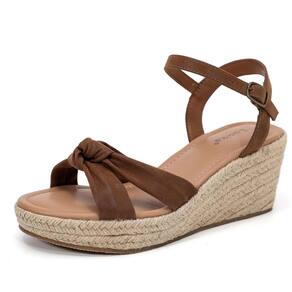 Sandálias Luoika Wide Wedge para mulheres marrons tamanho 9.5XW