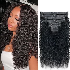 Extensões de cabelo Clip in Pobokix Seamless Curly 120g 30cm