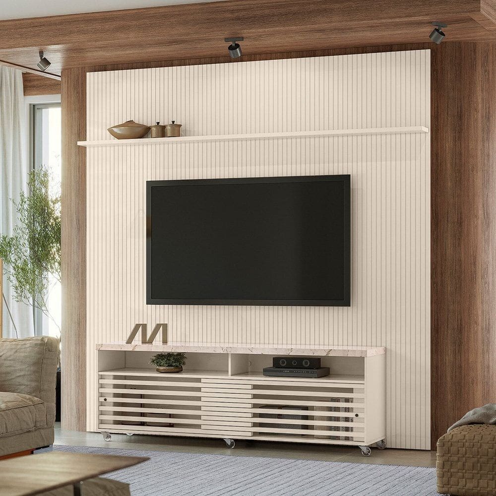 Rack com Painel para Tv até 75 Polegadas New Prestige Calacata/Off White
