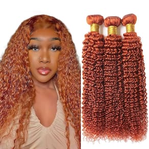 Pacotes de cabelo Yuksoocosh Color 350 Ginger Orange Curly 40-50cm