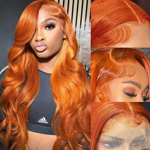 Perucas frontais de renda amzhair Body Wave #350 Ginger Orange