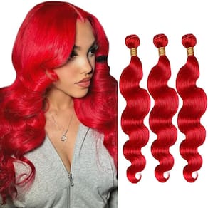 Extensões de cabelo GVEoxVO Bright Red Body Wave 50cm 3 pacotes