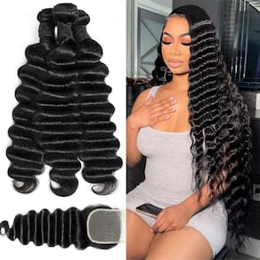 Pacotes de cabelo e acessórios de fechamento Loose Deep Wave 12A Brazilian