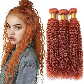 Extensões de cabelo Yuksoocosh Orange Kinky Curly 3 pacotes