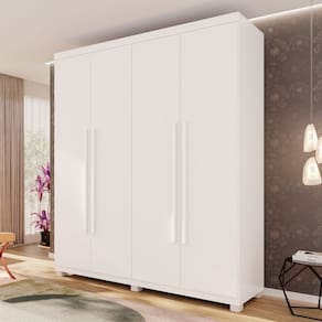 Guarda-roupa 4 Portas 3 Gavetas com Pés Fenix Espresso Móveis Branco