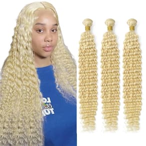 Extensões de cabelo Nuailisex Blonde Deep Wave 613 30cm 35cm 40cm