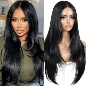 Peruca frontal de renda sintética sem cola ENCOUNTERU Wear and Go