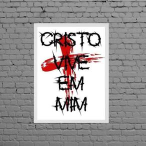 Quadro Frase Cristo Vive Em Mim 45X34Cm