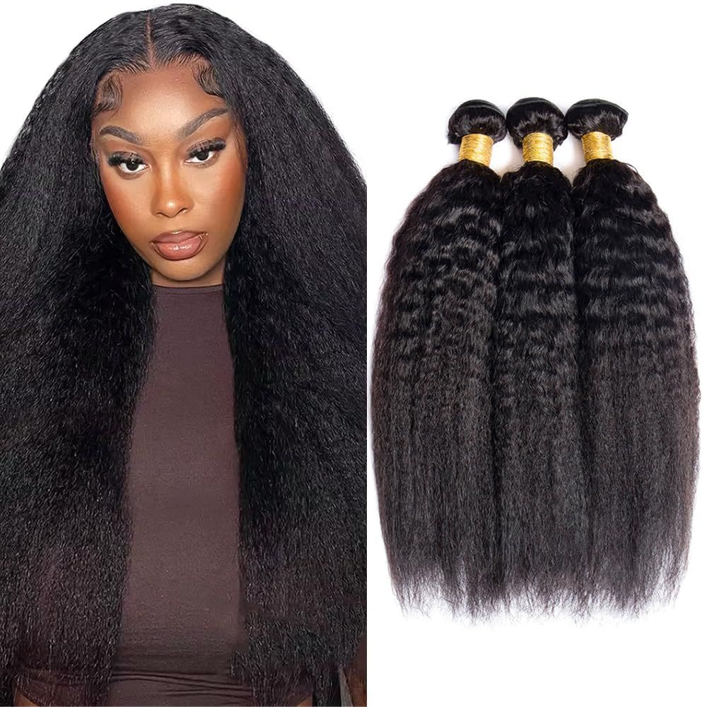 Pacotes de cabelo WuvusNM Yaki Kinky Straight 1B Brazilian Remy