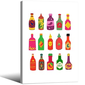 Pôster de arte de parede Hot Sauce Kitchen 40x60cm Impressão em tela