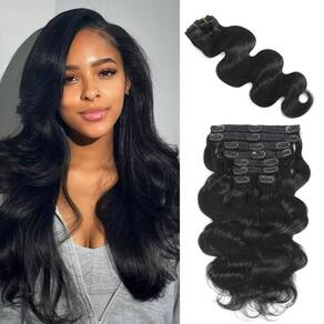 Extensões de cabelo Clip in AIWET Body Wave 130g 22" Jet Black