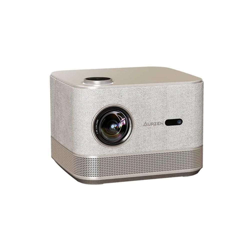 Projetor inteligente Aurzen BOOM 3 Dourado com WiFi e Bluetooth Áudio DoIby 3D e Alto-falantes 36W