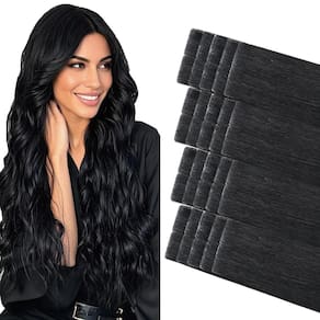 Extensões de cabelo Tape In Hair COOKAYU 22 polegadas 50 g 20 unidades Jet Black