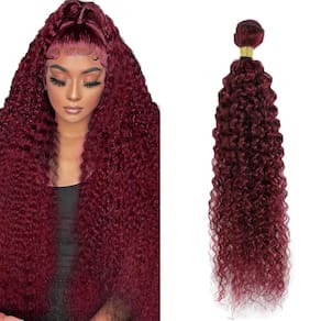 Pacotes de cabelo Vinmdonm 99J Burgundy Kinky Curly 34cm