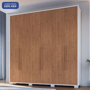 Guarda Roupa 6 Portas 3 Gavetas Safira Branco Line/Cedro