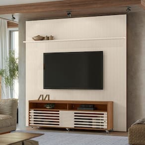 Rack com Painel para Tv até 75 Polegadas New Prestige Naturale/Off White