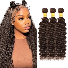 Pacotes de cabelo Wuvusnm Dark Brown Deep Wave 16 18 20 polegadas #4
