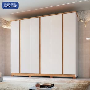 Guarda Roupa 6 Portas 4 Gavetas Zeus Branco Line