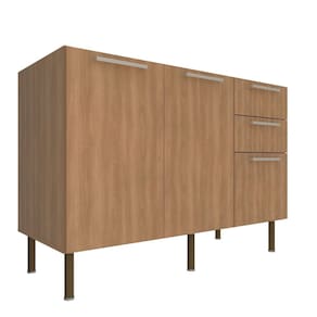 Balcão 120cm com 2 Portas, 3 Gavetas e Divisor de Talheres Cz3100 Freijó
