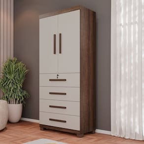Guarda-roupa 2 Portas 4 Gavetas Ilhéus Espresso Móveis Imbuia / Off White