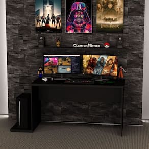 Mesa Gamer Escrivaninha 140x60 Cm Office Preto