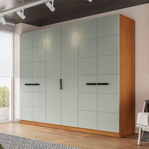 Guarda Roupa 6 Portas 4 Gavetas Lisboa Freijó/Verde