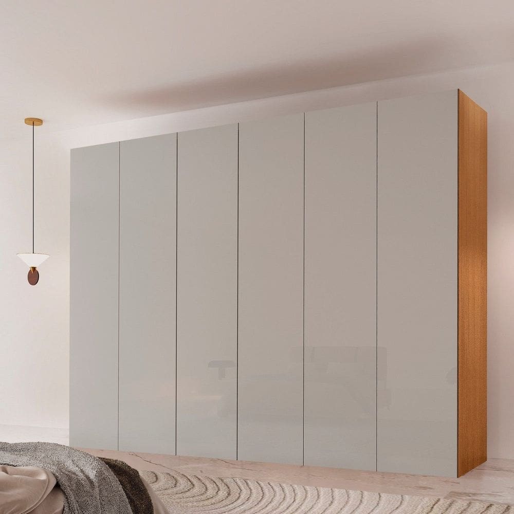 Guarda-roupa Casal 100% Mdf 6 Portas e 6 Gavetas Vision Naturalle/Off White