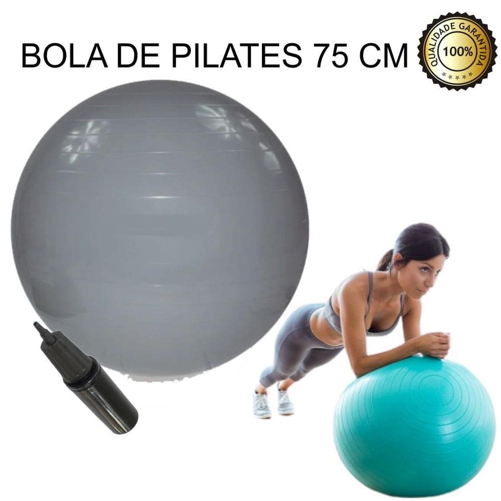 Bola Pilates Suica Yoga Ginastica 75Cm Com Bomba De Mão
