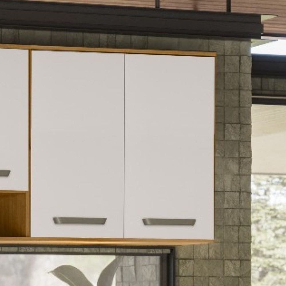 Armário Aéreo 02 Portas 80cm Criare Freijo/Off Acetinado