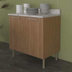 Balcão para Cozinha 80cm com 2 Portas e 1 Prateleira Freijó