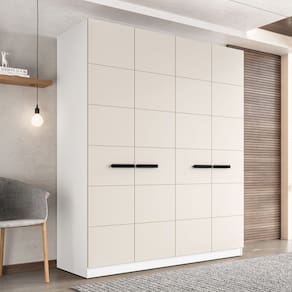 Guarda Roupa 4 Portas 4 Gavetas Lisboa Branco/Creme