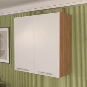 Armário Aéreo 80cm X 80cm X 31,8cm com 2 Portas Freijó/Branco